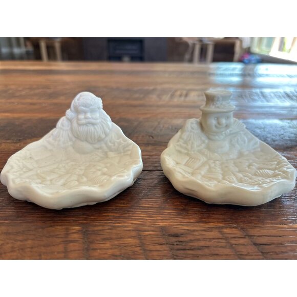 World Bazaar Santa & Snowman White Ceramic Candy/Soap Dish Set - Picture 1 of 14